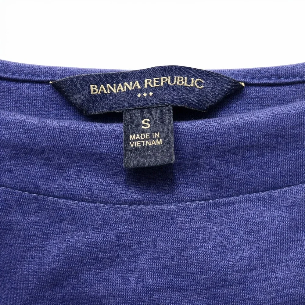 Banana Republic Navy Blue Drapey Puff Sleeve Crewneck Sweatshirt Small P‎